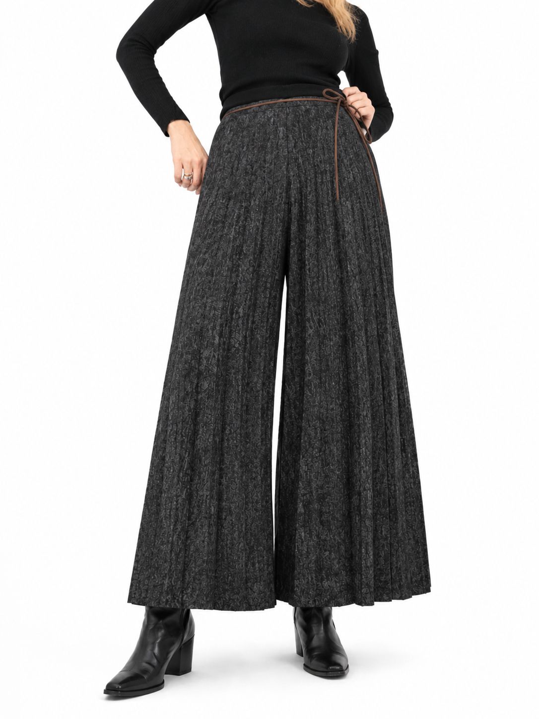 Pantalones anchos hilo cafe