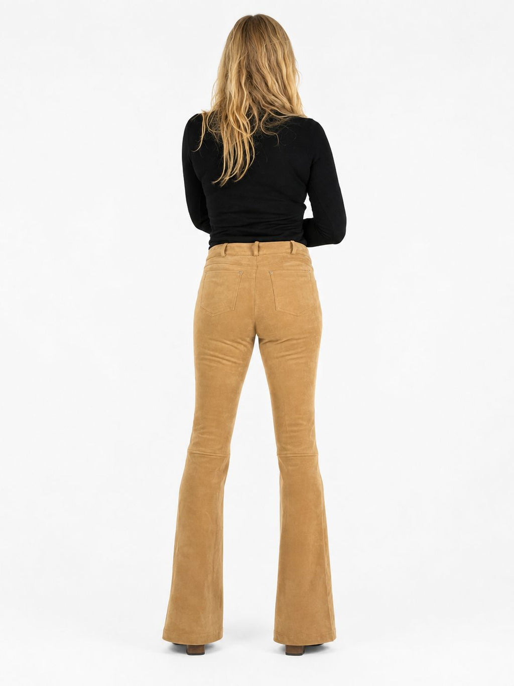 Pantalones acampanados gamuza cafe