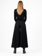 Pantalones anchos hilo cafe